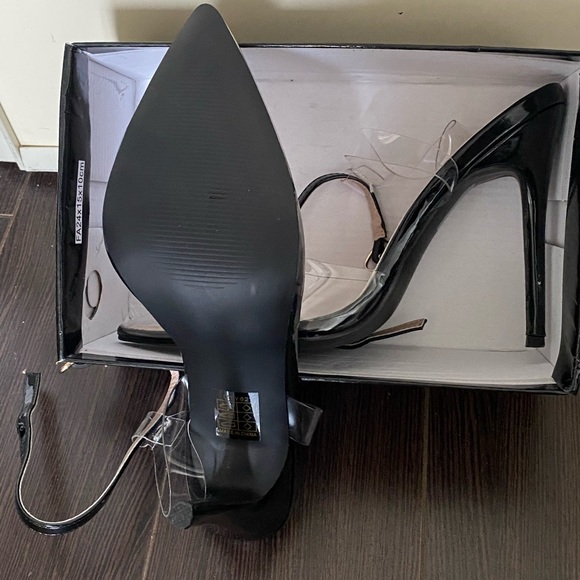 Black Clear Ankle Strap Heels - Picture 3 of 4